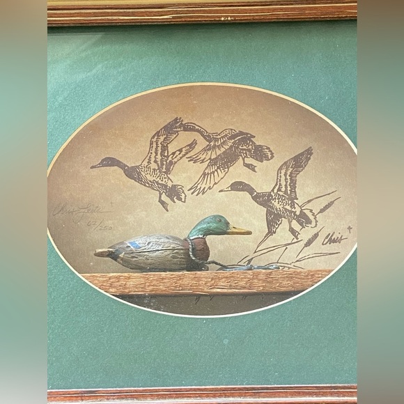 Chris Leiter Carved Wood Mallard Duck Decoy Signed & Numbered Shadowbox Art - Picture 4 of 10